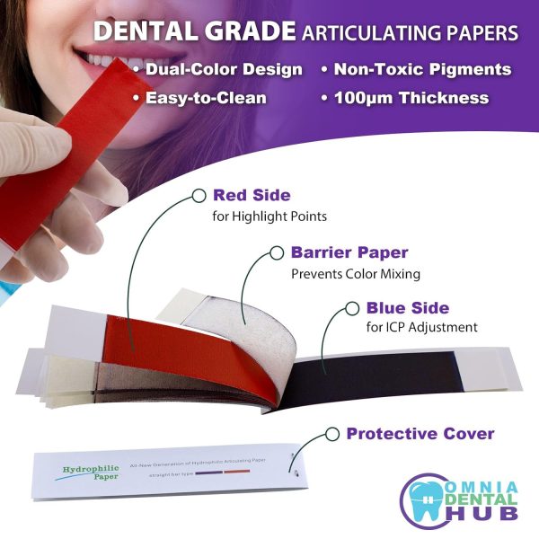 Omnia One Dental Articulating Paper Thick Red Blue Dual-2