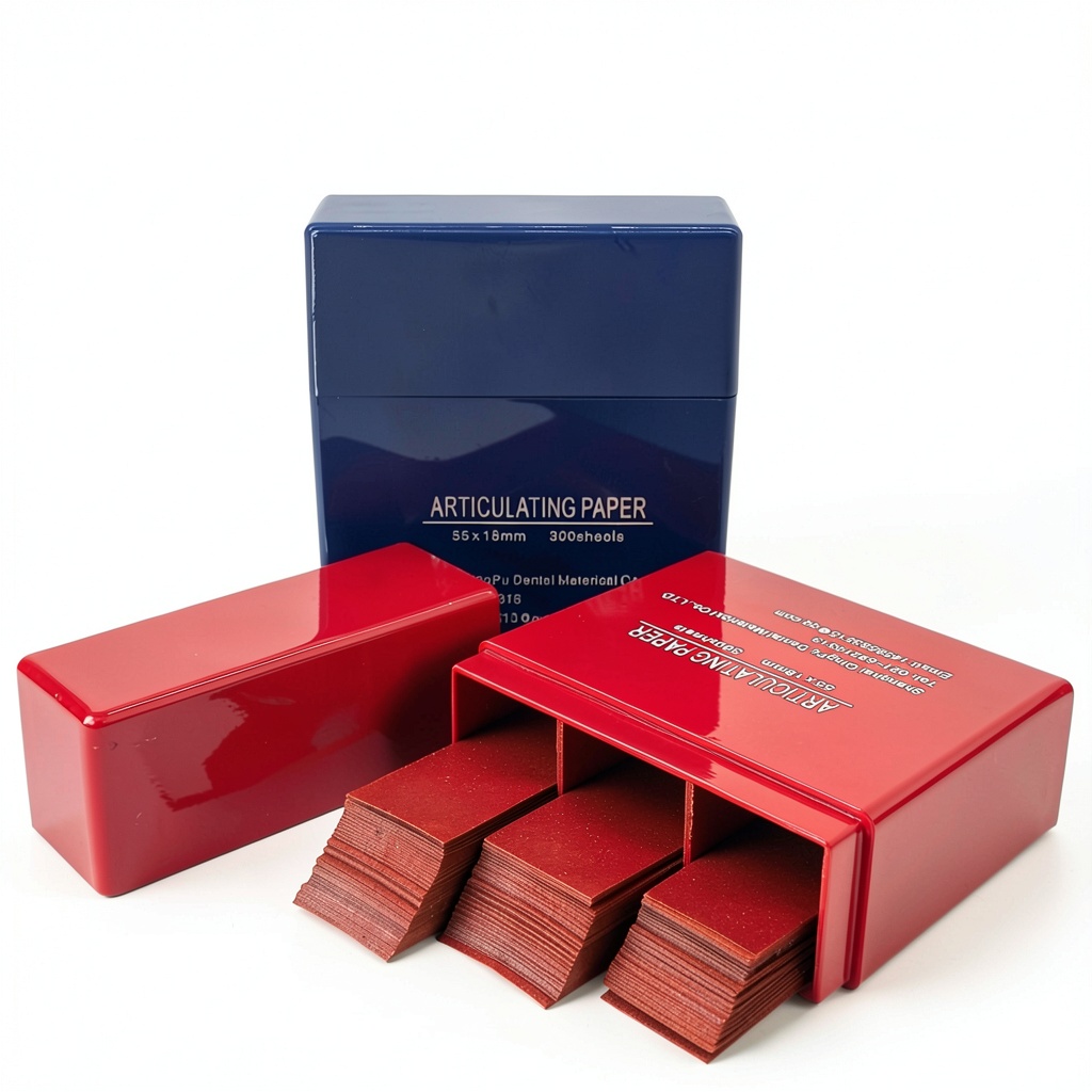 LJZP dental articulating paper showing bite marks on teeth