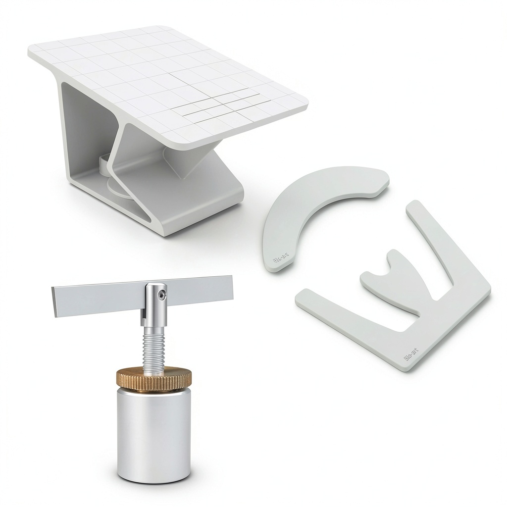 BIOART dental articulator accessories showing camper table and fork support in a lab setting