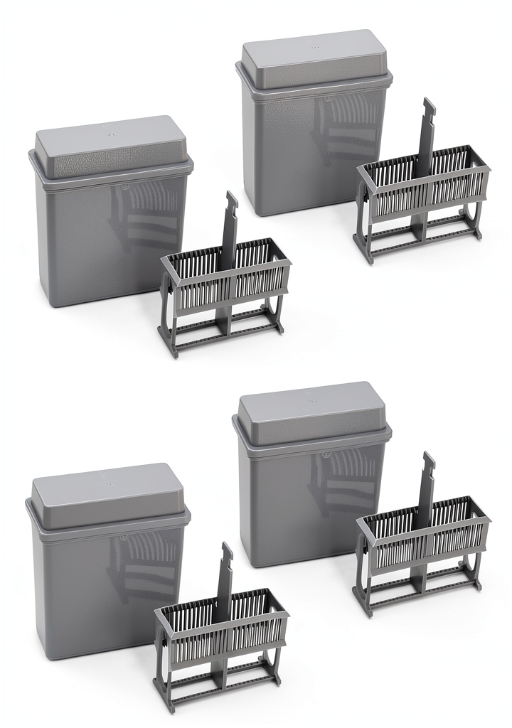 QWORK slide staining rack and jar set in a laboratory environment